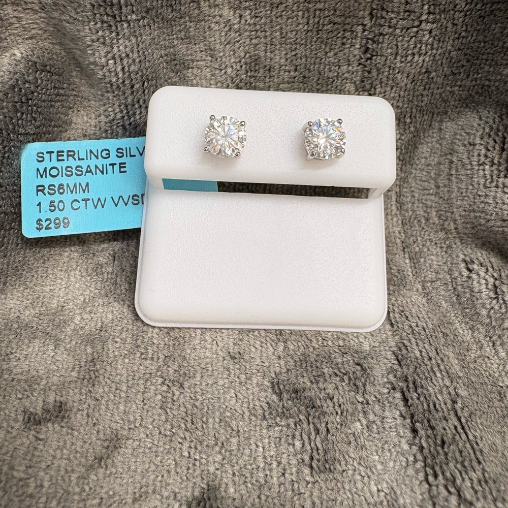 Moissanite 1.5ctw Sterling Silver Stud Earrings